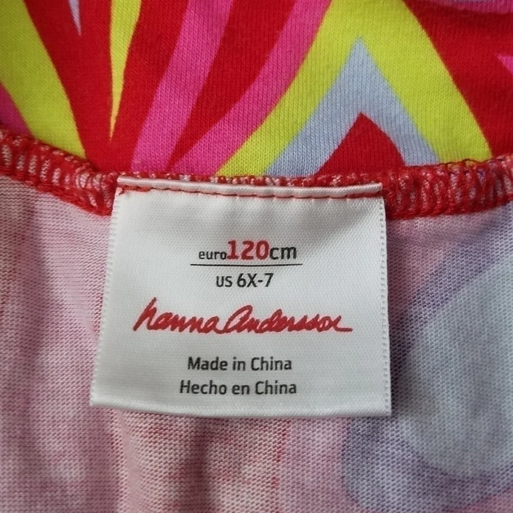Hanna Andersson Colorful Cap Sleeve Dress 120 6x/7